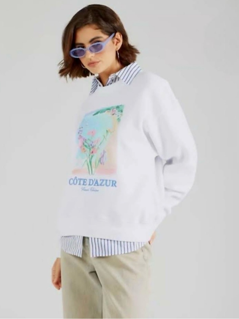 Abercrombie & Fitch White Côte d’Azur French Riviera Graphic Sweatshirt